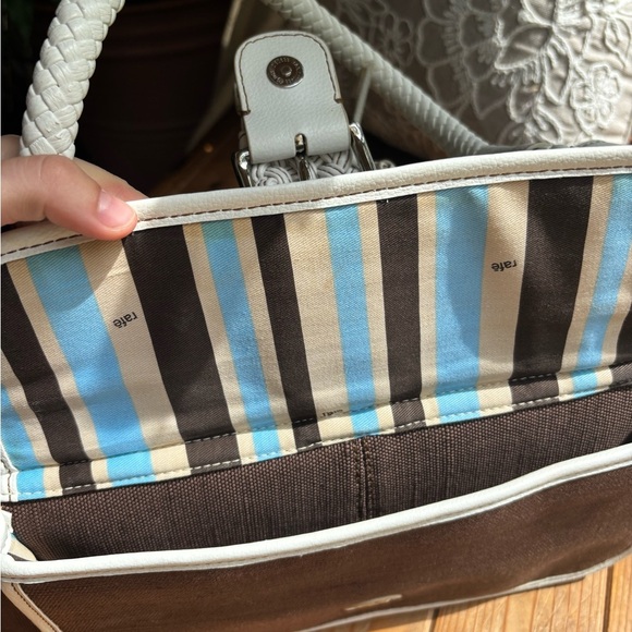 Rafe Brown and White Shoulder Bag with Silver Hardware - Picture 5 of 10
